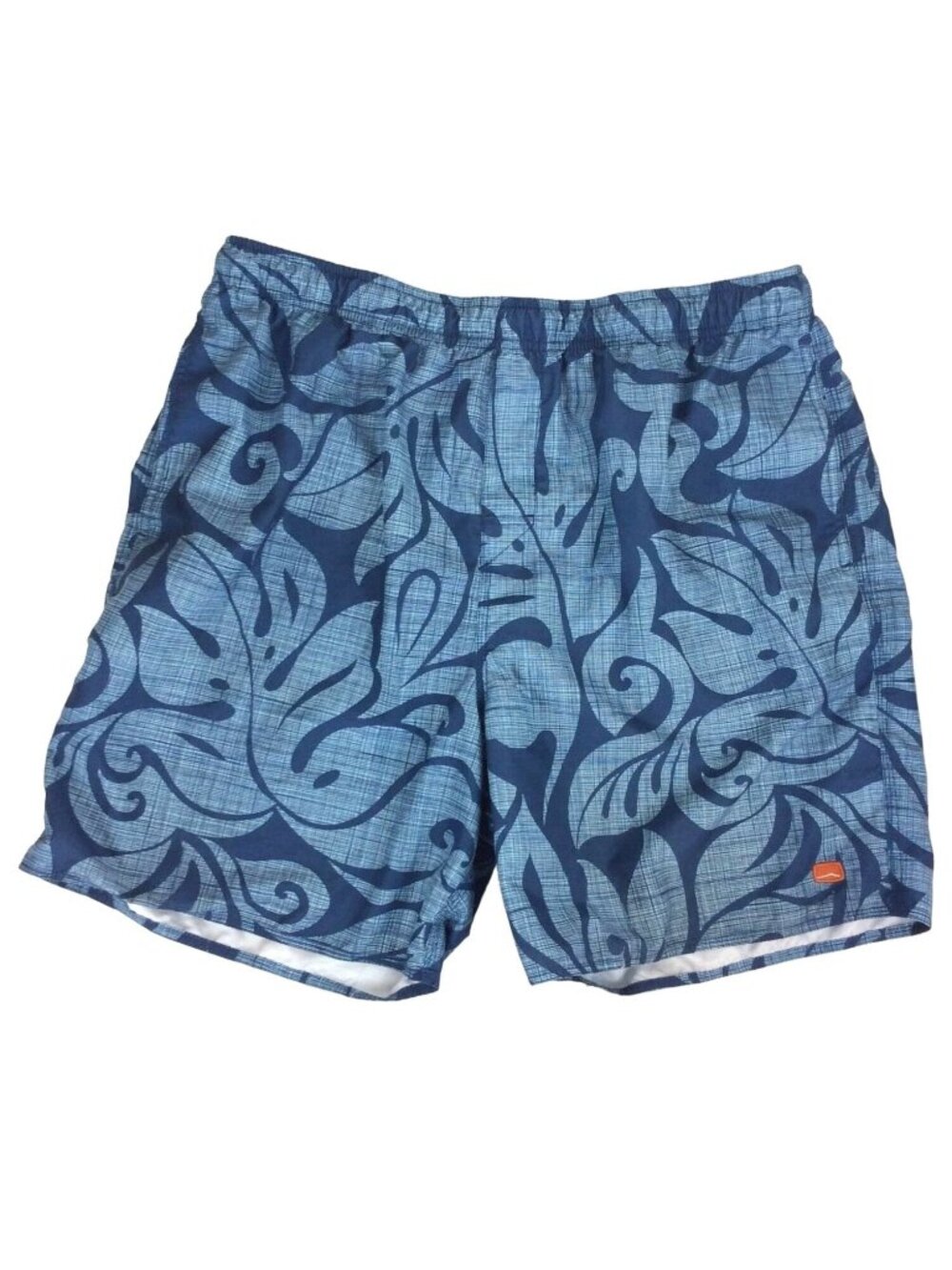 Cova Mens XXL Blue Floral Swim Shorts Elastic Waist Mesh Lining
